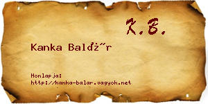 Kanka Balár névjegykártya